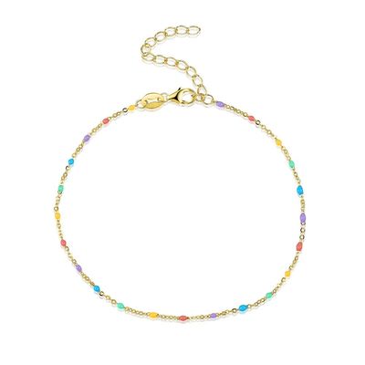 21,2 cm 0,8 grama srebrna tęczowa bransoletka Unisex bransoletka z cyrkoniami S925
