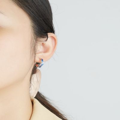 0,07 uncji 1,4x1,2 cm Srebrne kolczyki z biżuterią Niebieskie modne kolczyki z gwiazdą księżyca