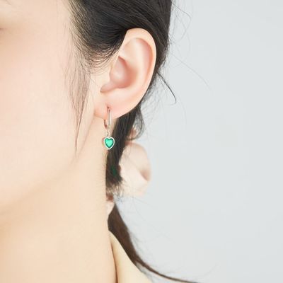 2,1x0,7 cm 2,3g Srebrne kolczyki w kształcie serca Kryształowy wąż Hoop Kolczyk OEM