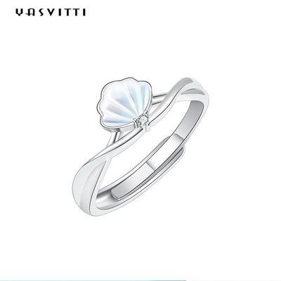 0.14cm 1.8g Sterling Silver Jewelry Rings Shell Shaped Party Srebrny pierścionek ze srebra próby 925