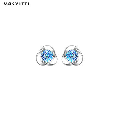 925 Sterling Silver Koniczyna Cyrkonowe Kolczyki Kwiatowe Cyrkonowe Kolczyki Proste Koniczyny Diamentowe Kolczyki