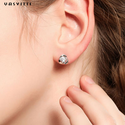 925 Sterling Silver Koniczyna Cyrkonowe Kolczyki Kwiatowe Cyrkonowe Kolczyki Proste Koniczyny Diamentowe Kolczyki