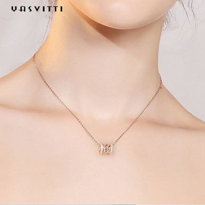2.64g 40cm Urodziny Diamentowy naszyjnik z ćwiekami Obojczyk Talia 18k Wisiorek z czystego srebra