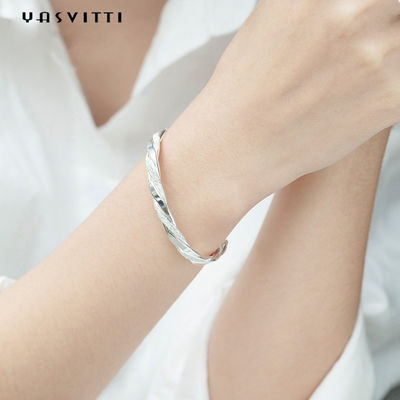 3g 13cm Twist Cuff Bransoletka Rodowane CZ 925 Srebrne bransoletki