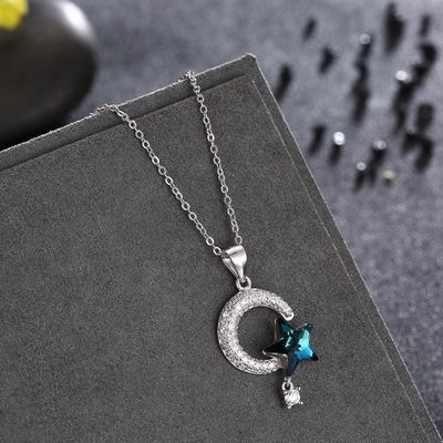 18,1 cala 4,2 g Sun And Moon Crystal Naszyjnik Święto Dziękczynienia 14k 925 Srebrny naszyjnik