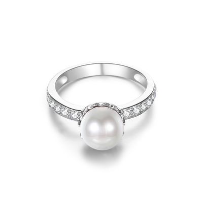 15,8 mm 1,38 grama perłowy pierścionek w kształcie diamentu ODM Narzeczona Srebrny pierścionek