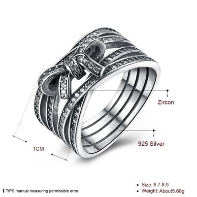 925 Sterling Silver Bowknot Finger Ring z kryształowym pierścieniem kobiet europejska oryginalna biżuteria na prezent