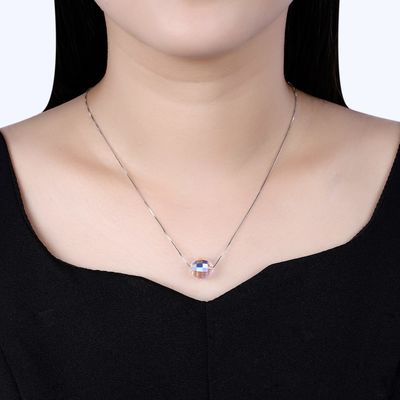 3.5g 17in Sterling Silver Biżuteria Naszyjniki 8mm Ball Aurora Crystal Diamond Naszyjnik
