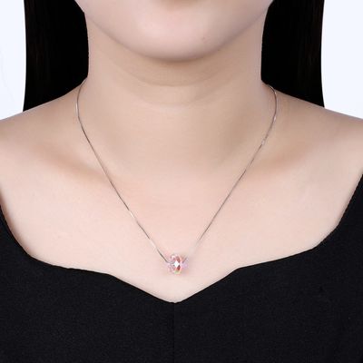 43cm kryształowa kula wisiorek naszyjnik 18k Valentine antyczne srebro naszyjnik SGS