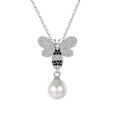 Moda ODM Butterfly Crystal 0.27in Pearl 3.93g Srebrne naszyjniki z biżuterią