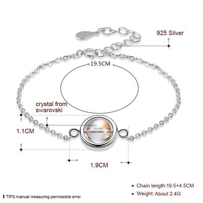 0.64ft 2.4g Srebrne bransoletki suwakowe S925 Regulowana bransoletka z okrągłych koralików