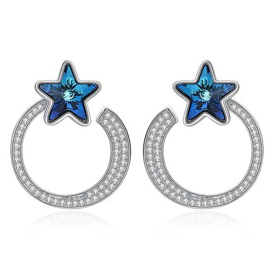 7,2 g 2,6 x 2,1 cm Star Hoop kolczyki Prezent 5A CZ Solidne srebrne kolczyki