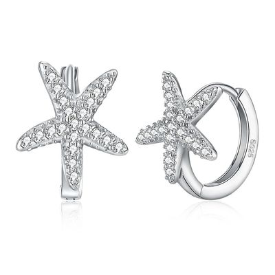 1x1cm 1.32g Sterling Silver Biżuteria Kolczyki 5A Rozgwiazda Kolczyk z cyrkoniami