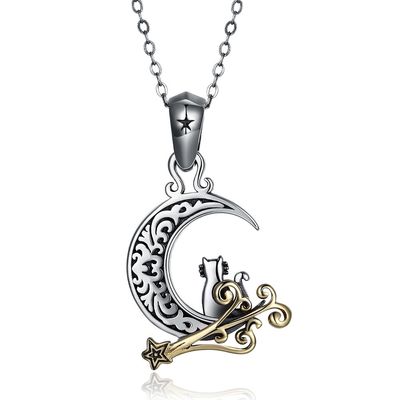 5,1 grama 19 mm księżycowy naszyjnik z kotem SGS Party Ladies Sterling Silver naszyjniki