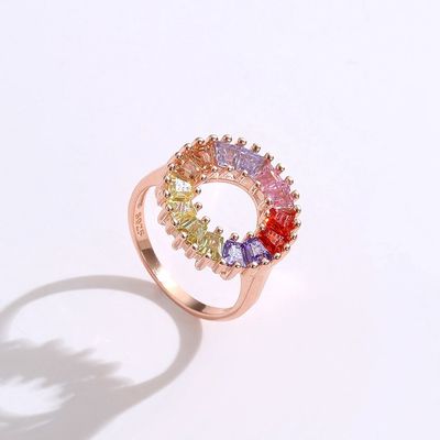 14,1 mm 3,4 g cyrkonowy pierścionek zaręczynowy kobiety graduation Rose Gold Vermeil Ring