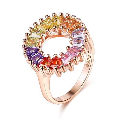 14,1 mm 3,4 g cyrkonowy pierścionek zaręczynowy kobiety graduation Rose Gold Vermeil Ring