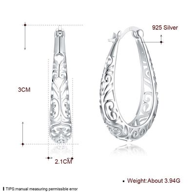 3x2,1 cm Metalowy kolczyk ze stopu srebra Lekki złoty polerowany Sterling Platinum Plated