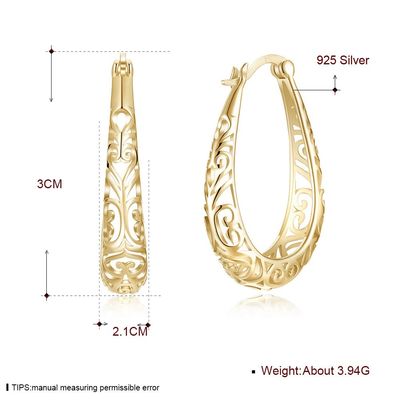 3x2,1 cm Metalowy kolczyk ze stopu srebra Lekki złoty polerowany Sterling Platinum Plated