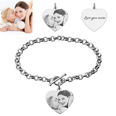 0.8X0.8IN 0.7 uncji spersonalizowane bransoletki z urokiem zdjęć unisex s925 bransoletka z grawerowaną fotografią