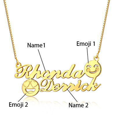 1.8ft 0.07 uncji Emoji Złoty Naszyjnik S925 Memorial Initial Name Naszyjnik