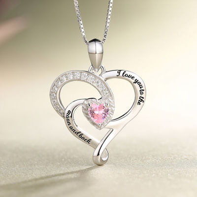 0.2in 0.14oz Diamentowy naszyjnik w kształcie serca Moon Birthstone Naszyjnik SGS