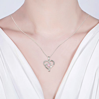 0.2in 0.14oz Diamentowy naszyjnik w kształcie serca Moon Birthstone Naszyjnik SGS