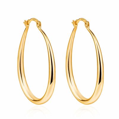 Platynowe gładkie koło 14-karatowe złote obręcze 30 × 21 mm dla kobiet Lady