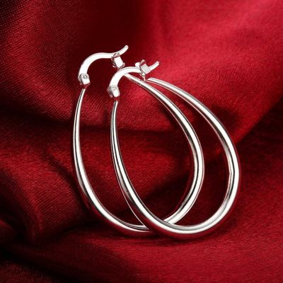 Platynowe gładkie koło 14-karatowe złote obręcze 30 × 21 mm dla kobiet Lady