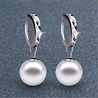 Vintage Pearl Platynowe Platynowe Niestandardowe Kolczyki Hoop Geometryczne Dla Kobiet