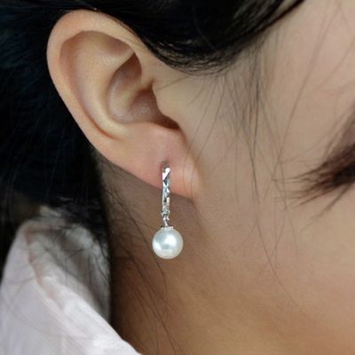 Vintage Pearl Platynowe Platynowe Niestandardowe Kolczyki Hoop Geometryczne Dla Kobiet
