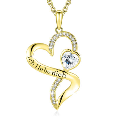 18in 0,29 uncji naszyjnik w kształcie podwójnego serca Gold Endless Love z białym kryształem Austrian crystalego