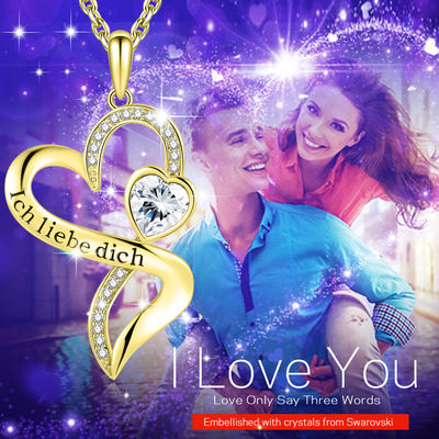 18in 0,29 uncji naszyjnik w kształcie podwójnego serca Gold Endless Love z białym kryształem Austrian crystalego