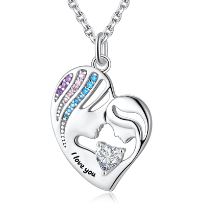 1,92x1,6 cm 925 Sterling Silver Heart Wisiorek Naszyjnik Podwójna miłość Bez niklu