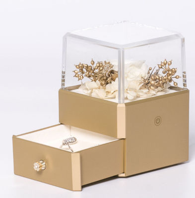 Pudełko na biżuterię z żywicy kwiatowej Pudełko na pierścionek z kwiatem wewnątrz 115X115X110mm